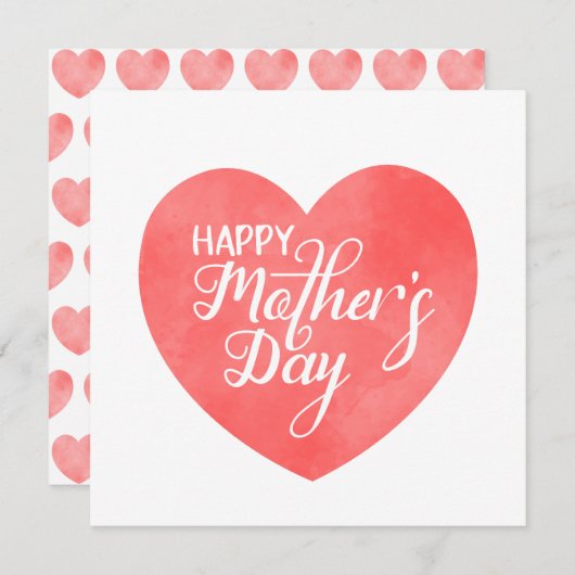 Gelukkige moederdag in roze hart, moeder liefde (Voorkant / Achterkant)