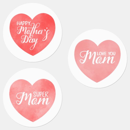 Gelukkige moederdag in roze hart, moeder liefde labels (Groep)