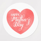 Gelukkige moederdag in roze hart, moeder liefde labels (Design 1)