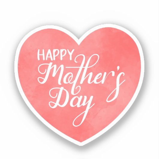 Gelukkige moederdag in roze hart, moeder liefde sticker (Voorkant)