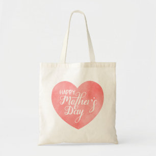 Gelukkige moederdag in roze hart tote bag