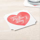 Gelukkige moederdag in roze hart, waterverf hart kartonnen onderzetters (Gekanteld)