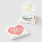 Gelukkige moederdag in roze hart, waterverf hart stenen onderzetter (Zijkant)