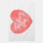 Gelukkige moederdag in roze hart, waterverf hart theedoek (Verticaal)