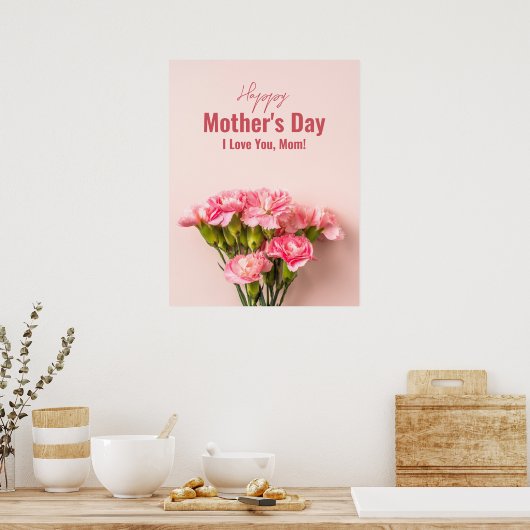 Gelukkige Moederdag Kaart Bloemen Moederdag Gift Poster (Keuken)
