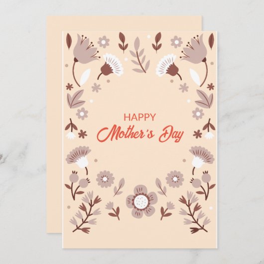 Gelukkige Moederdag Kaart, Bloemen Moederdag Kaart (Voorkant / Achterkant)