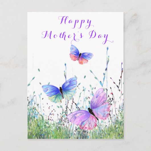 Gelukkige Moederdag Kaart Vlinders Vliegen Lente (Voorkant)