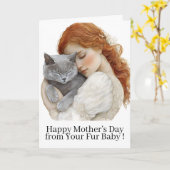 Gelukkige Moederdag Kat Moeder Kitty Kaart Van Hui (Gele Bloem)