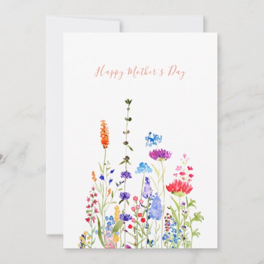 gelukkige moederdag kleurige wildbloemen kaart (Voorkant)