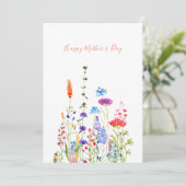 gelukkige moederdag kleurige wildbloemen kaart (Staand voorkant)