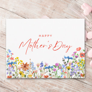 Gelukkige Moederdag Kleurrijke Wilde Bloemen Briefkaart