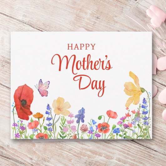 Gelukkige Moederdag Kleurrijke Wilde Bloementuin Briefkaart