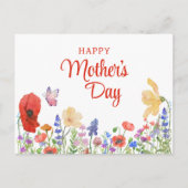 Gelukkige Moederdag Kleurrijke Wilde Bloementuin Briefkaart (Voorkant)