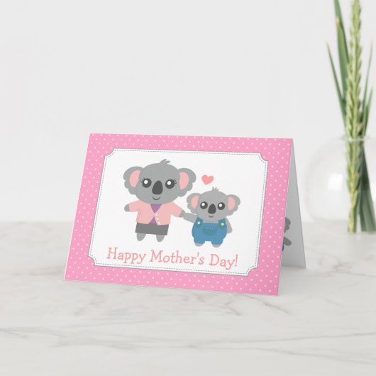 Gelukkige Moederdag, Knuffelige Koala's Kaart (Voorkant)