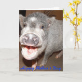 Gelukkige Moederdag lachende Varken Kaart (Gele Bloem)