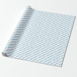 Gelukkige Moederdag Lichtblauw op Wit Cadeaupapier