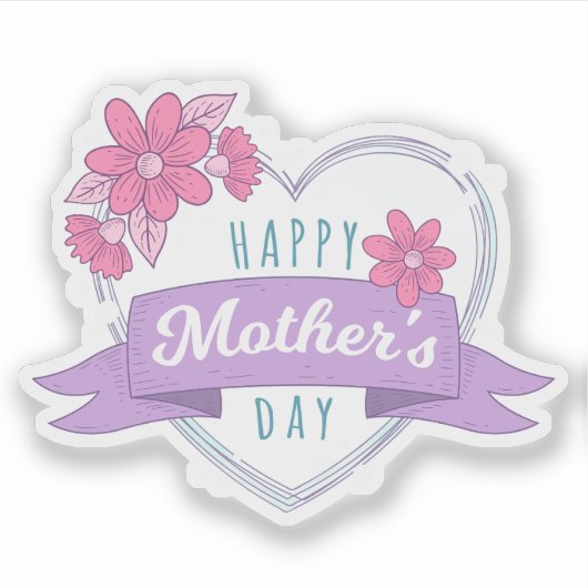 Gelukkige moederdag liefde hart sticker (Voorkant)