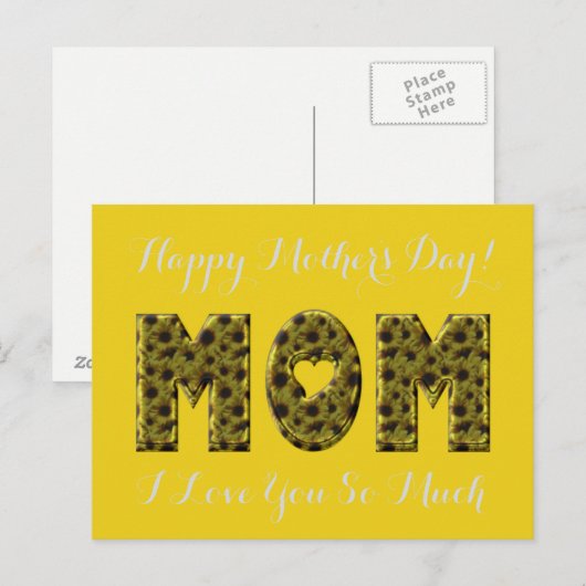Gelukkige Moederdag mam ik hou van je bloemige zon Briefkaart (Voorkant / Achterkant)