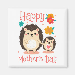 Gelukkige Moederdag Mama En Baby Egel Magneet