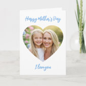 Gelukkige Moederdag Mama Foto Lief Hart Blauw Kaart (Voorkant)