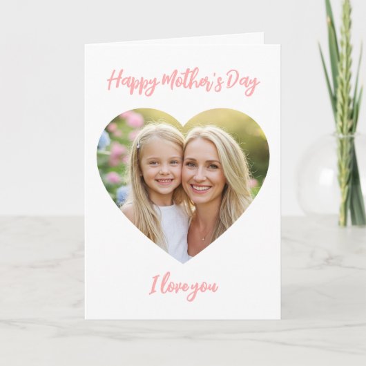 Gelukkige Moederdag Mama Foto Lieve Hart Koraal Ro Kaart (Voorkant)