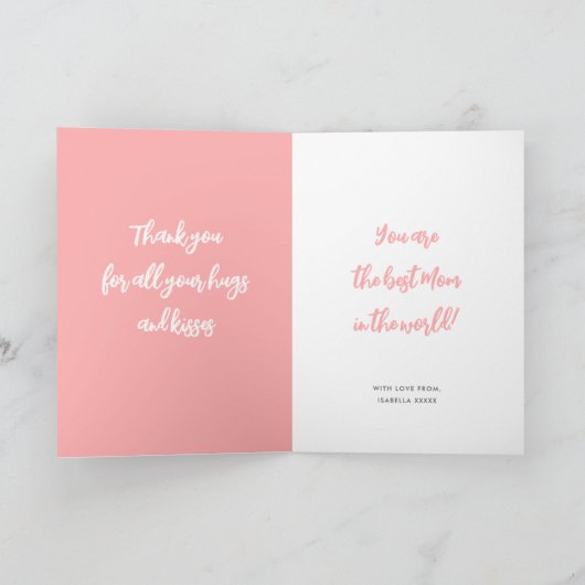 Gelukkige Moederdag Mama Foto Lieve Hart Koraal Ro Kaart (Binnen)