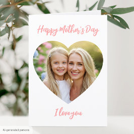Gelukkige Moederdag Mama Foto Mooie Hart Koraal Ro Kaart