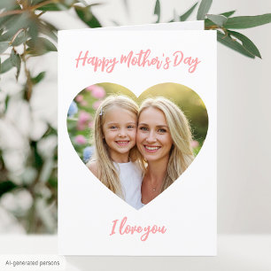 Gelukkige Moederdag Mama Foto Mooie Hart Koraal Ro Kaart