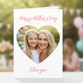 Gelukkige Moederdag Mama Foto Mooie Hart Koraal Ro Kaart