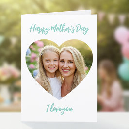 Gelukkige Moederdag Mama Foto Mooie Hart Mintgroen Kaart