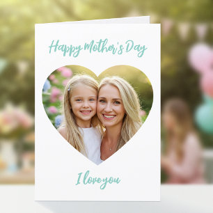 Gelukkige Moederdag Mama Foto Mooie Hart Mintgroen Kaart