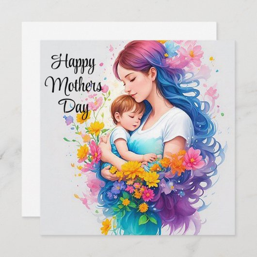 Gelukkige Moederdag Mama & Kind Feestdagenkaart (Voorkant / Achterkant)