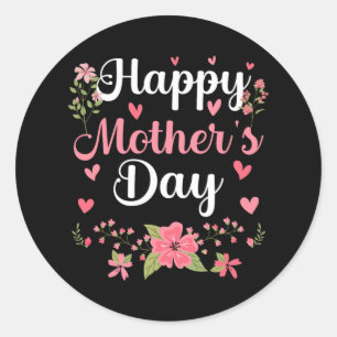 Gelukkige Moederdag mama Schattigee bloemrijke vro Ronde Sticker