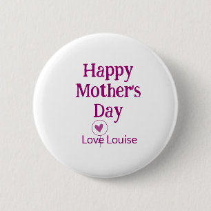 Gelukkige Moederdag mauve liefdesnaam vrouwelijk t Ronde Button 5,7 Cm