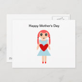 Gelukkige Moederdag Meisje met Hart Briefkaart (Voorkant / Achterkant)