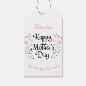 Gelukkige Moederdag met aangepaste bloemen Cadeaulabel (Voorkant)