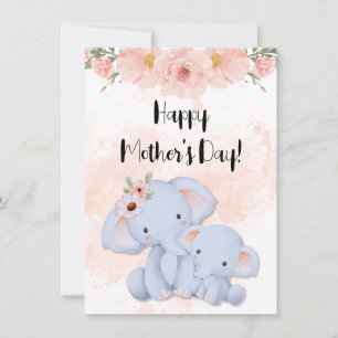 Gelukkige Moederdag met Baby Olifanten Feestdagenkaart