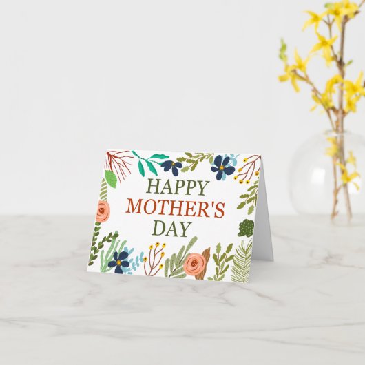 Gelukkige moederdag met botanische wilde bloemen kaart (Gele Bloem)