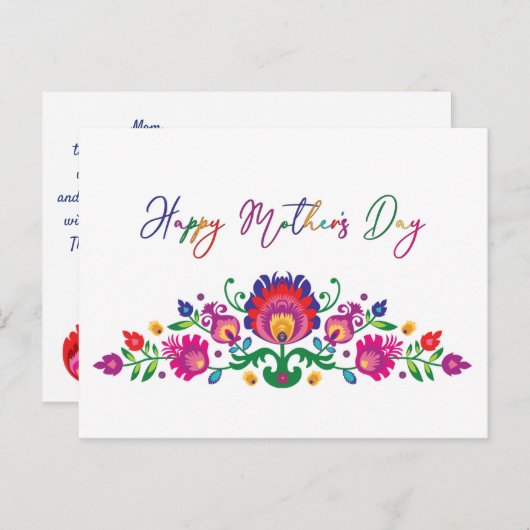 Gelukkige Moederdag met de Douanetekst van Folklor Briefkaart (Voorkant / Achterkant)