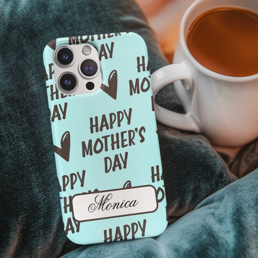 Gelukkige Moederdag met lichtblauwe achtergrond Case-Mate iPhone Case
