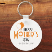 Gelukkige moederdag met Oranje ballonnen Sleutelhanger (Voorkant)