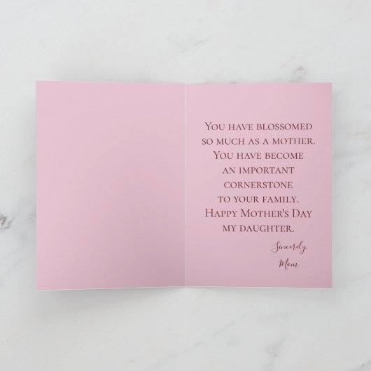 Gelukkige Moederdag Mijn dochter Kaart (Binnen)