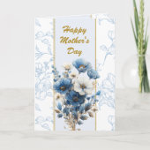 Gelukkige Moederdag Modern Blauw Bloemen Bijbelver Kaart (Voorkant)
