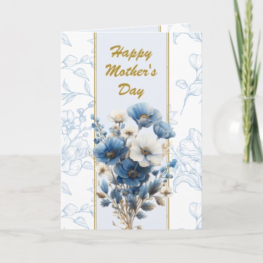 Gelukkige Moederdag Modern Blauw Bloemen Bijbelver Kaart (Voorkant)
