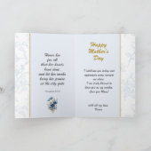 Gelukkige Moederdag Modern Blauw Bloemen Bijbelver Kaart (Binnen)