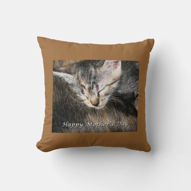 Gelukkige Moederdag Moeder en Kitten Kussen (Voorkant)
