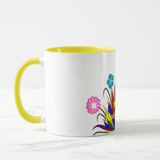 Gelukkige Moederdag Mooie Bloemen Veren Mok (Links)