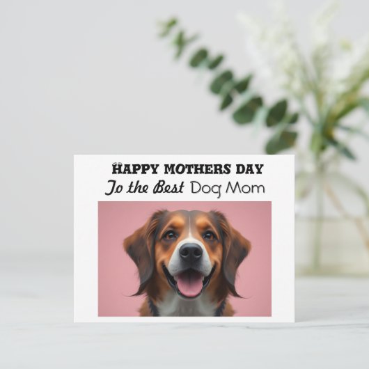Gelukkige Moederdag Naar de Beste Hond Mama Feestdagenkaart (Staand voorkant)