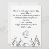 Gelukkige Moederdag, nana, oma eenvoudig 1 foto  Feestdagenkaart (Achterkant)