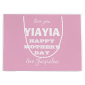 Gelukkige Moederdag Oma YIAYIA Naam Schattige Roze Groot Cadeauzakje (Voorkant)